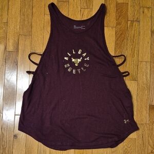 Under Armour Women's Maroon Tank Top with Gold Logo